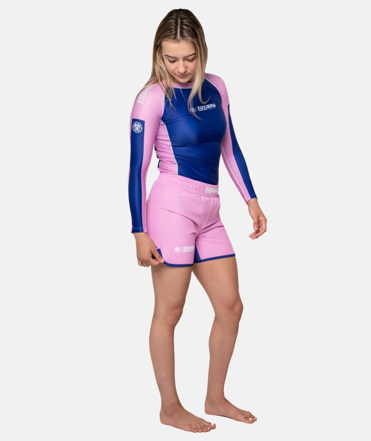 Ladies Contrast High Cut Shorts - Pink & Navy