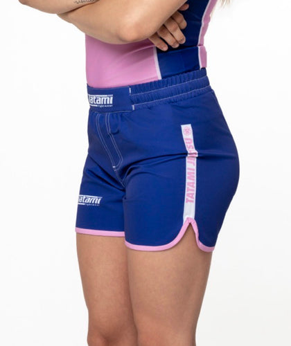 Ladies Contrast High Cut Shorts - Navy & Pink
