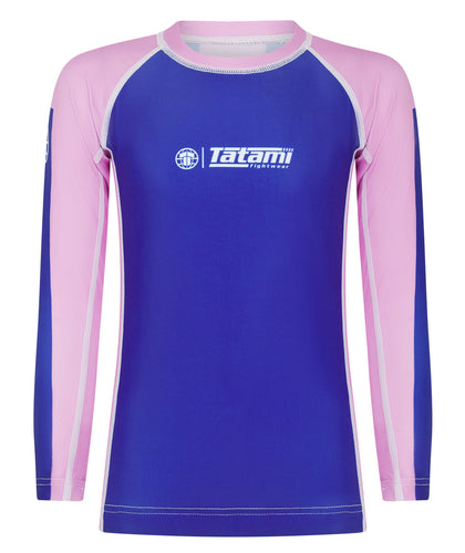 Kids Contrast Long Sleeve Rash Guard - Navy & Pink