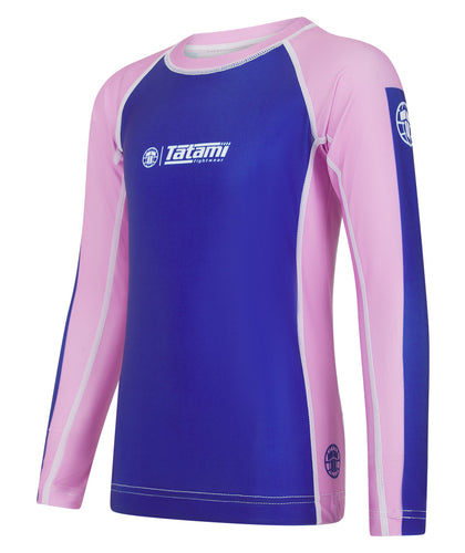 Kids Contrast Long Sleeve Rash Guard - Navy & Pink