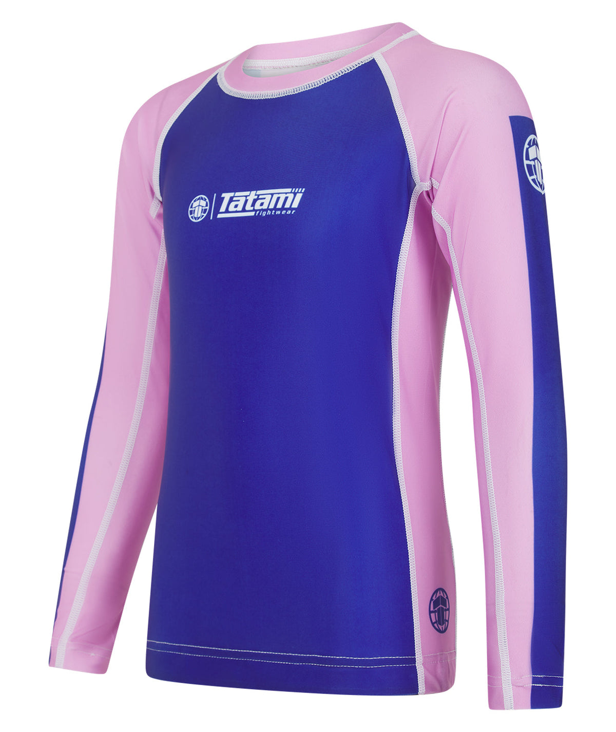 Kids Contrast Long Sleeve Rash Guard - Navy & Pink