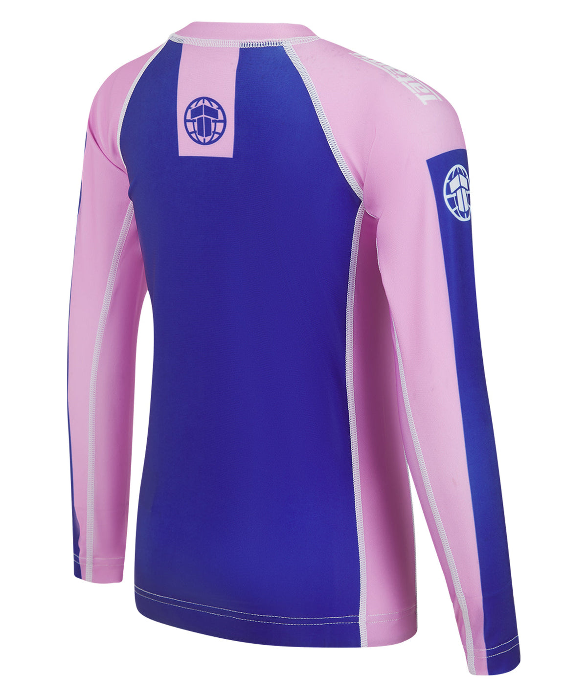 Kids Contrast Long Sleeve Rash Guard - Navy & Pink