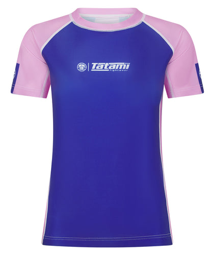Kids Contrast Short Sleeve Rash Guard - Navy & Pink