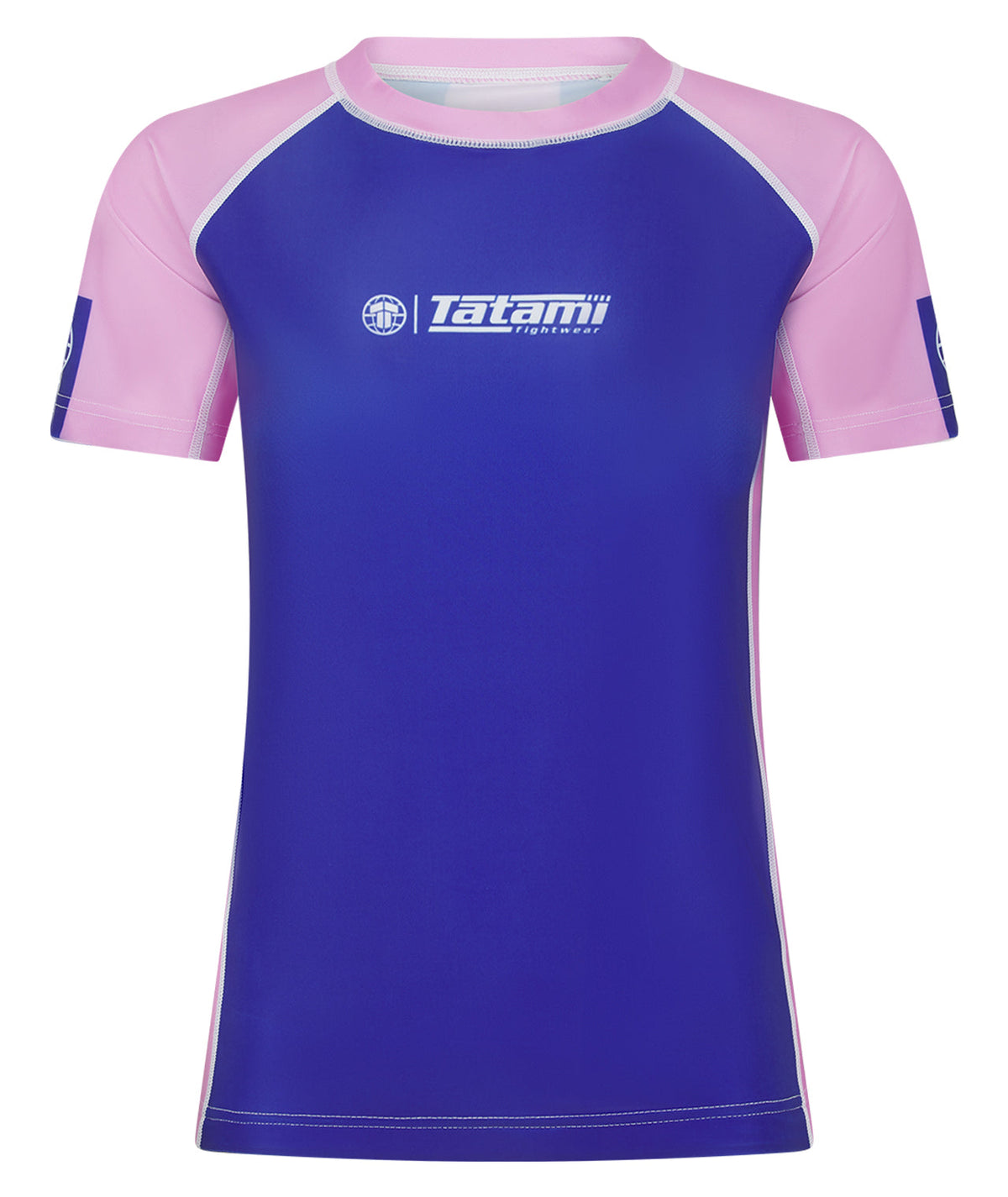 Kids Contrast Short Sleeve Rash Guard - Navy & Pink