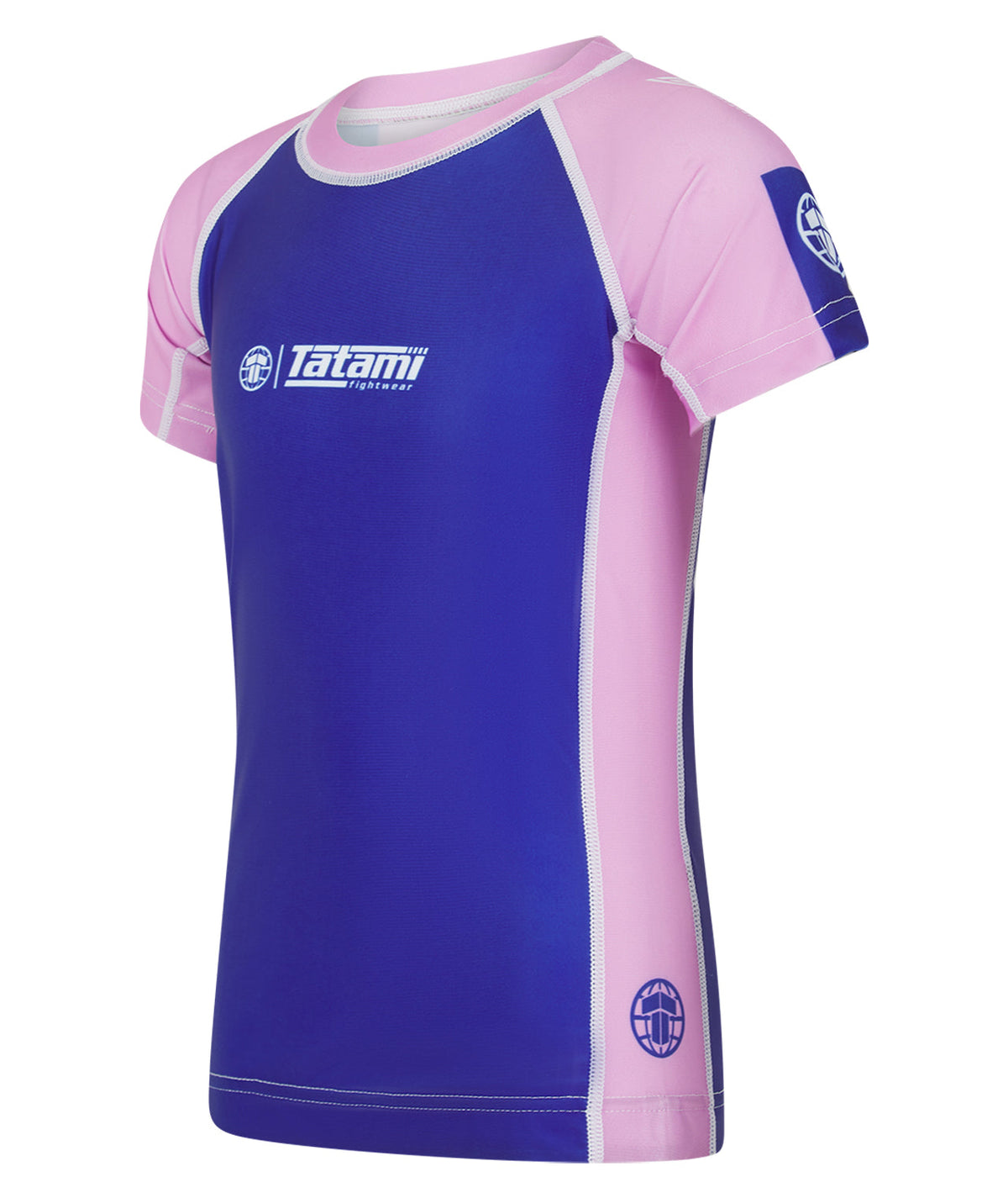 Kids Contrast Short Sleeve Rash Guard - Navy & Pink