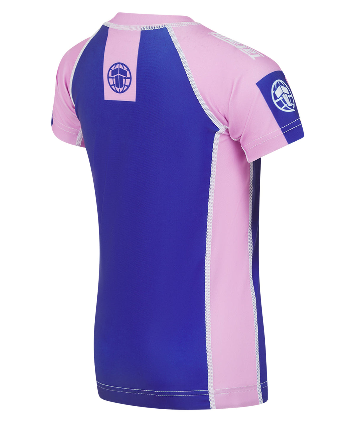 Kids Contrast Short Sleeve Rash Guard - Navy & Pink