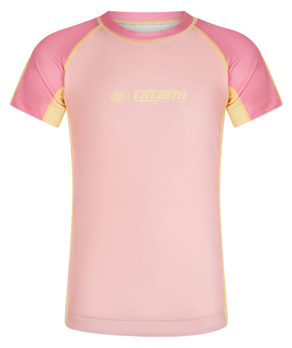 Kids Contrast Short Sleeve Rash Guard - Candy