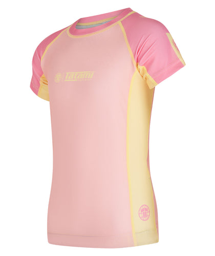 Kids Contrast Short Sleeve Rash Guard - Candy