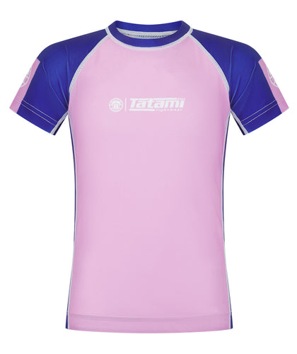 Kids Contrast Short Sleeve Rash Guard - Pink & Navy