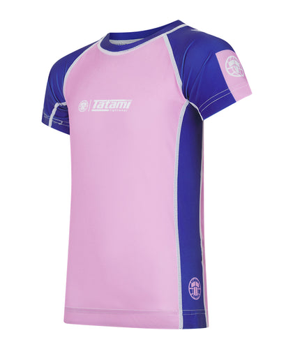 Kids Contrast Short Sleeve Rash Guard - Pink & Navy