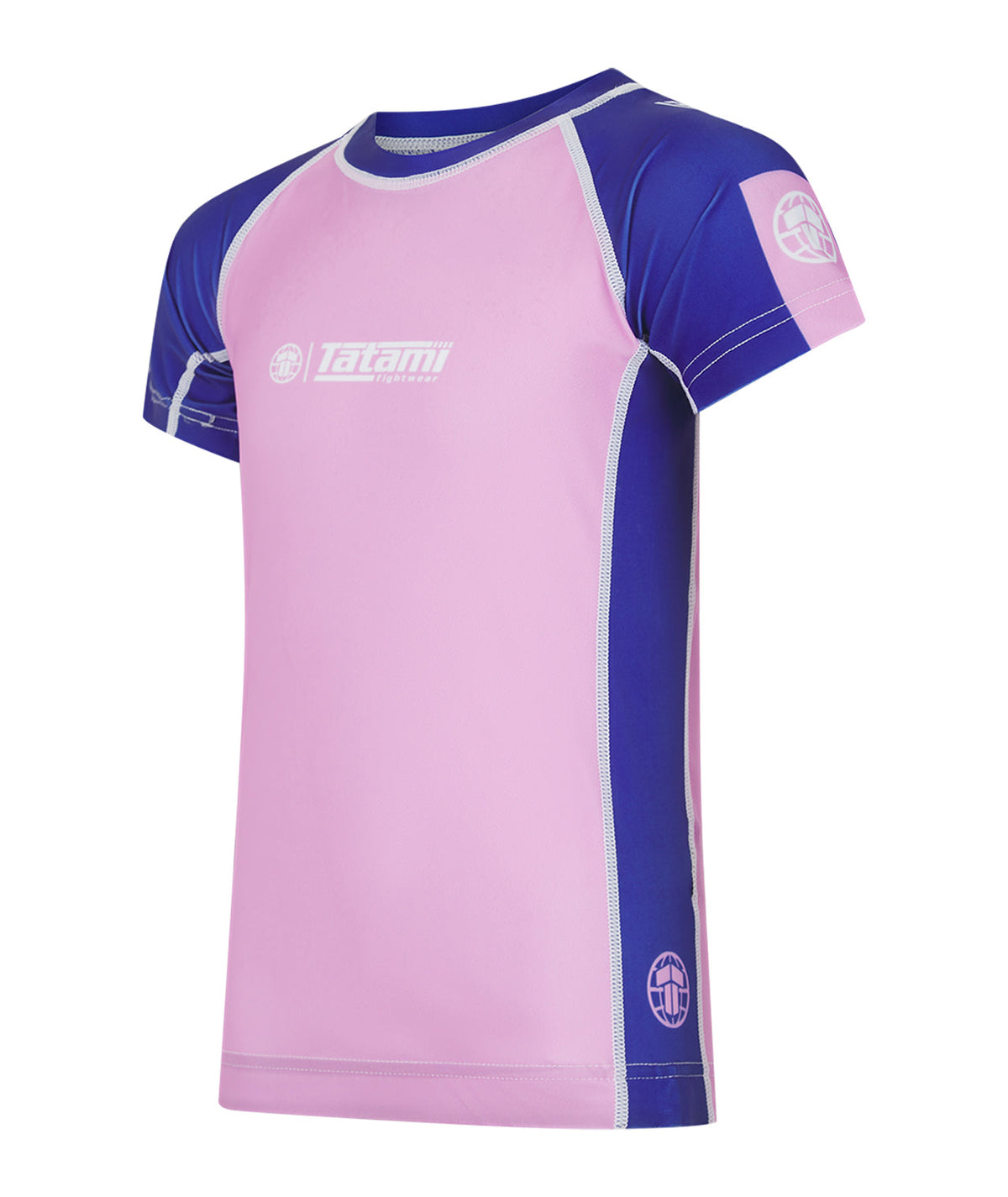 Kids Contrast Short Sleeve Rash Guard - Pink & Navy