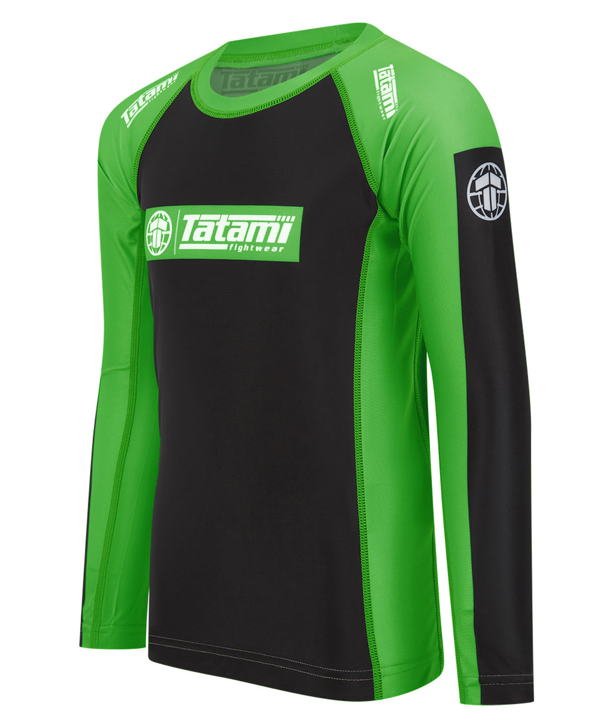 Kids IBJJF Ranked Long Sleeve Rash Guard - Green