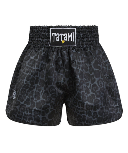 Kids Muay Thai Shorts - Black Leopard