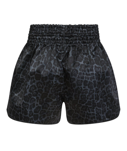 Kids Muay Thai Shorts - Black Leopard