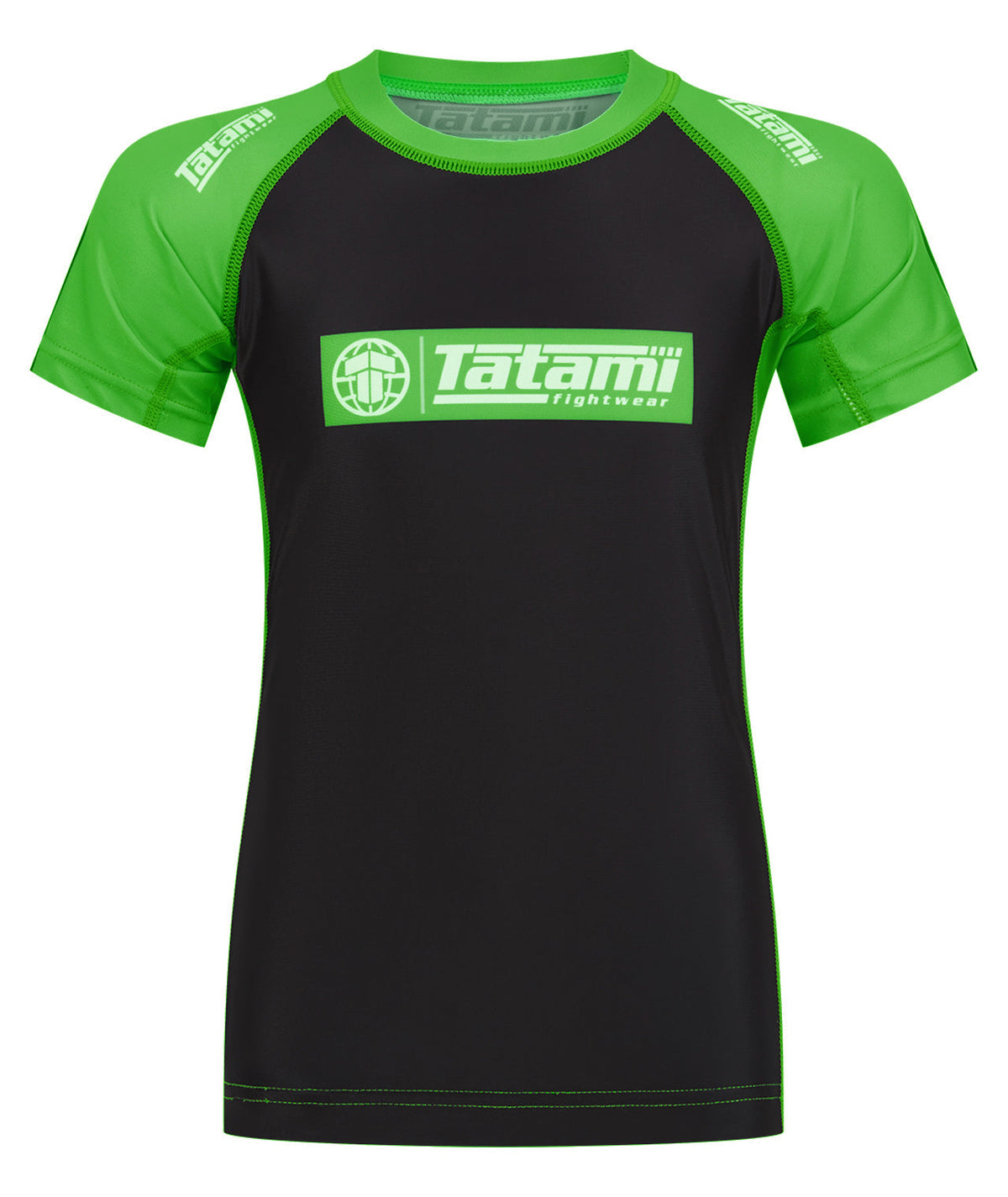 Kids IBJJF Ranked Short Sleeve Rash Guard - Green