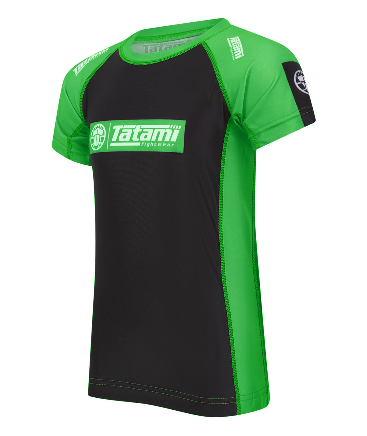 Kids IBJJF Ranked Short Sleeve Rash Guard - Green