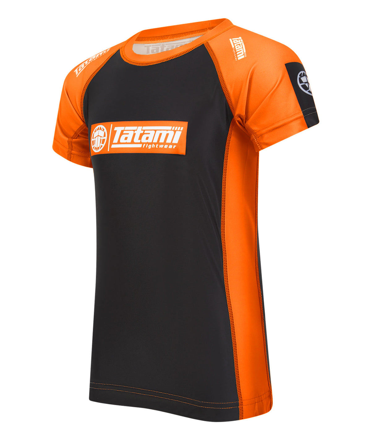 Kids IBJJF Ranked Short Sleeve Rash Guard - Orange