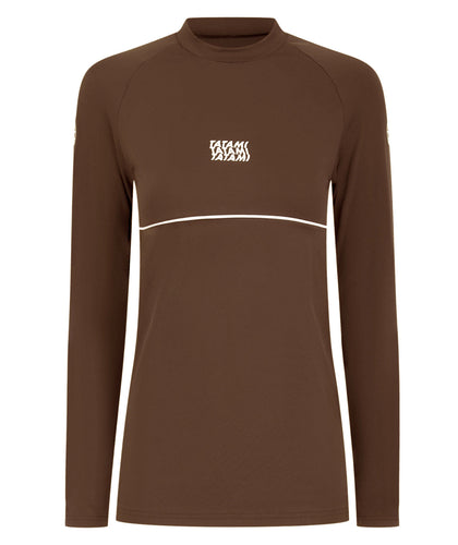 Ladies Contour Long Sleeve Rash Guard - Brown