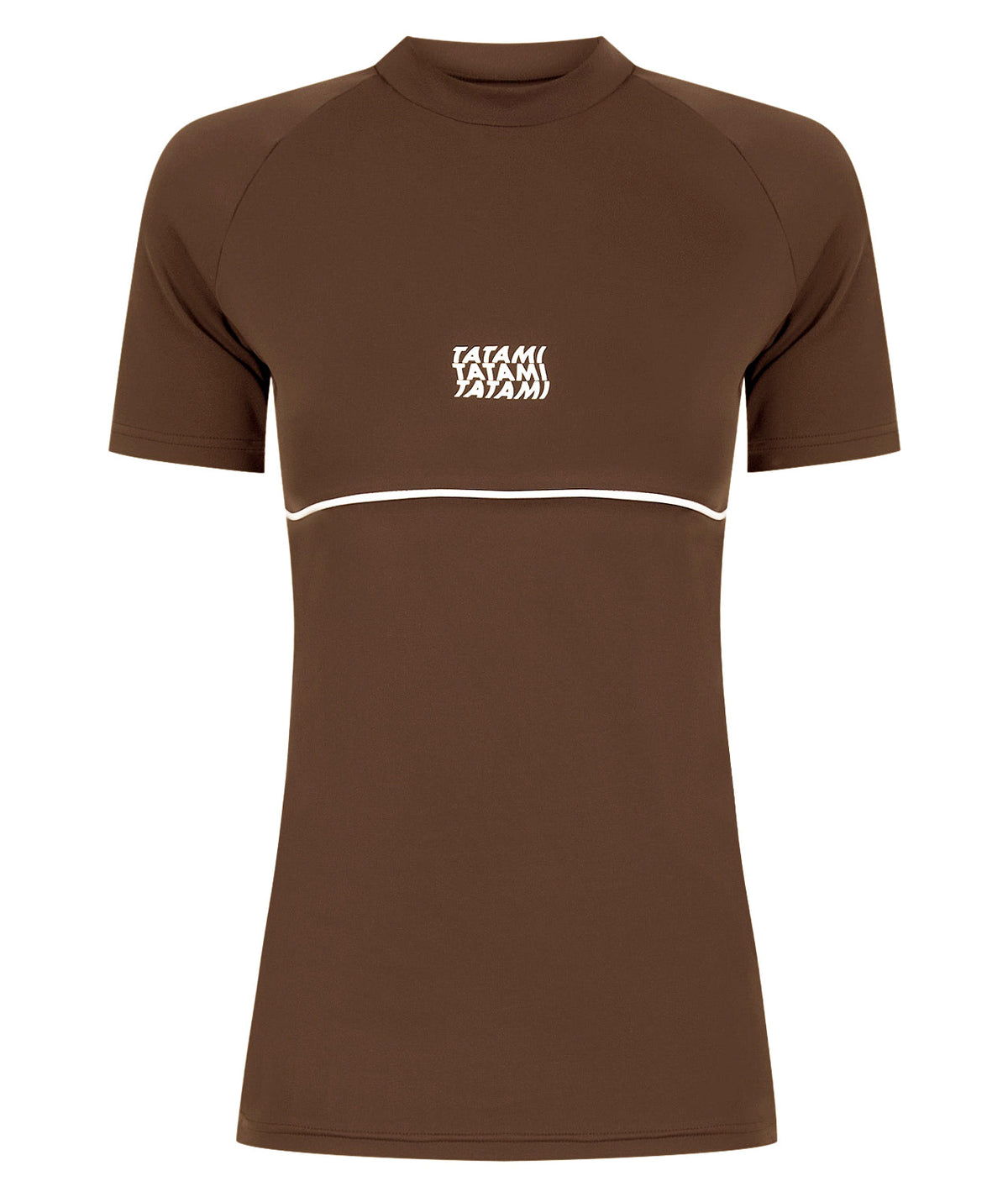 Ladies Contour Short Sleeve Rash Guard - Brown