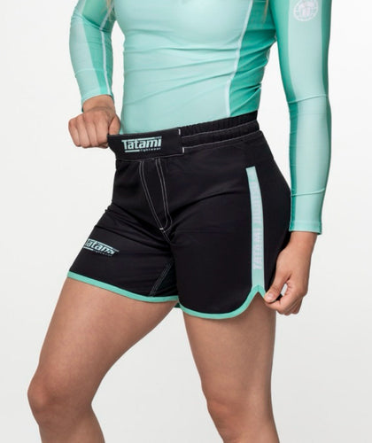 Ladies Contrast High Cut Shorts - Mint & Black