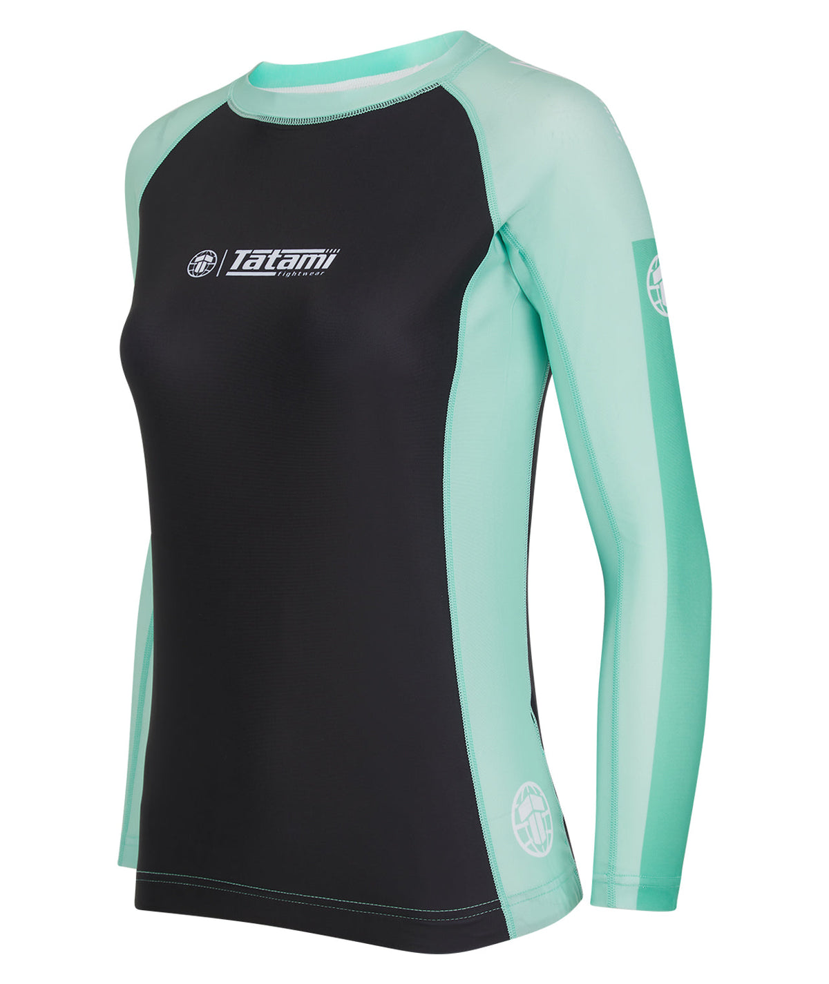 Ladies Contrast Long Sleeve Rash Guard - Mint & Black