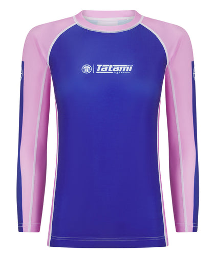 Ladies Contrast Long Sleeve Rash Guard - Navy & Pink