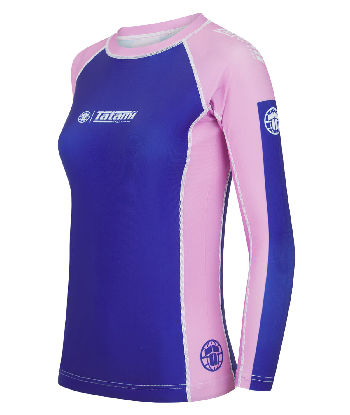 Ladies Contrast Long Sleeve Rash Guard - Navy & Pink