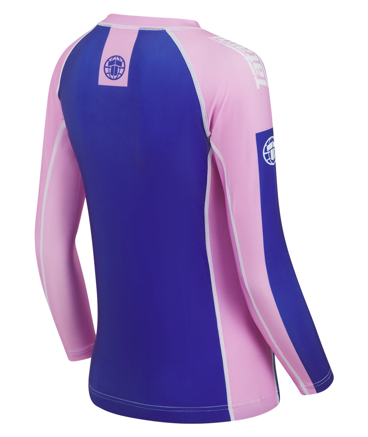 Ladies Contrast Long Sleeve Rash Guard - Navy & Pink