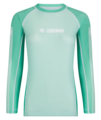 Ladies Contrast Long Sleeve Rash Guard - Mint & White
