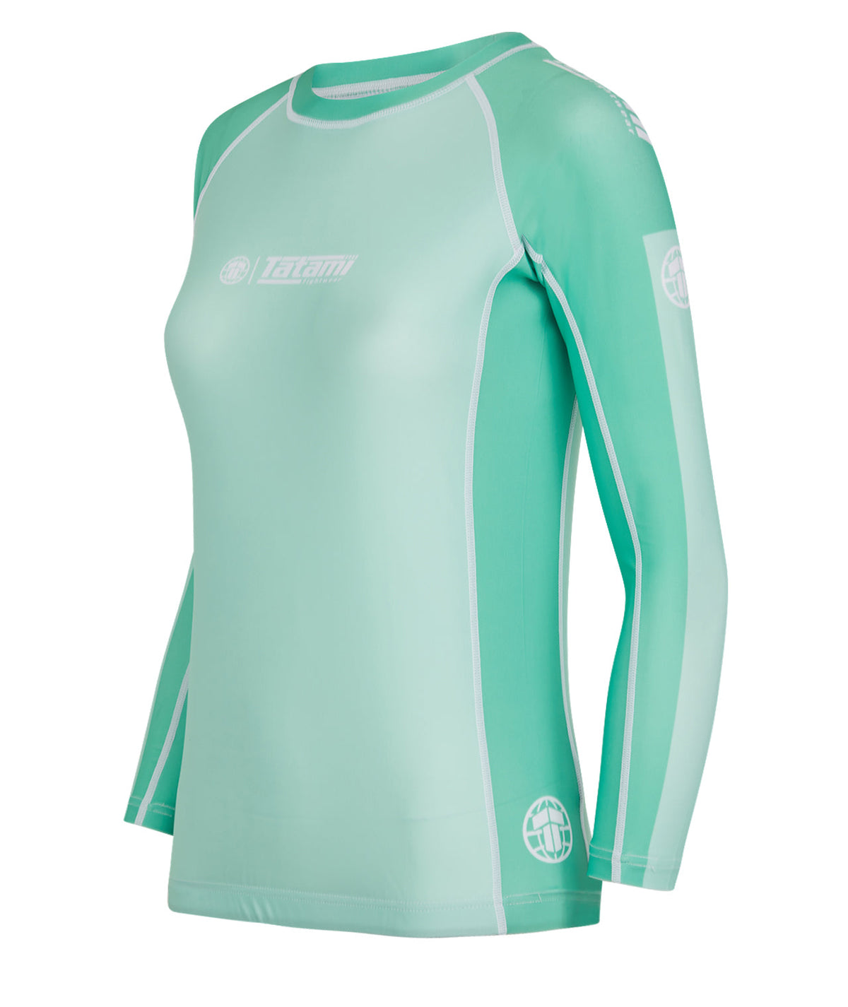 Ladies Contrast Long Sleeve Rash Guard - Mint & White