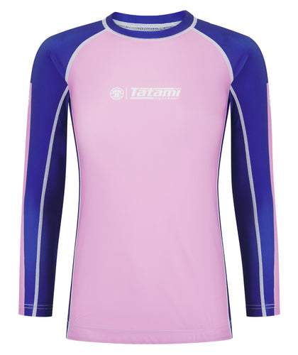 Ladies Contrast Long Sleeve Rash Guard - Pink & Navy