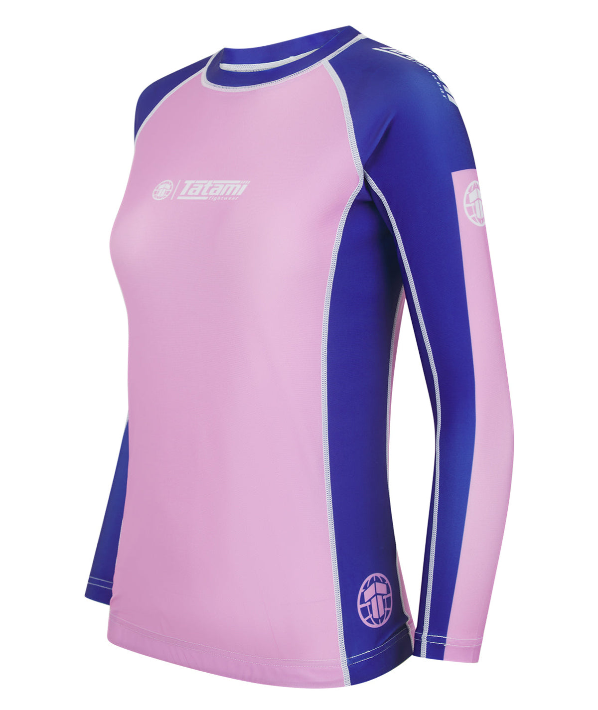 Ladies Contrast Long Sleeve Rash Guard - Pink & Navy