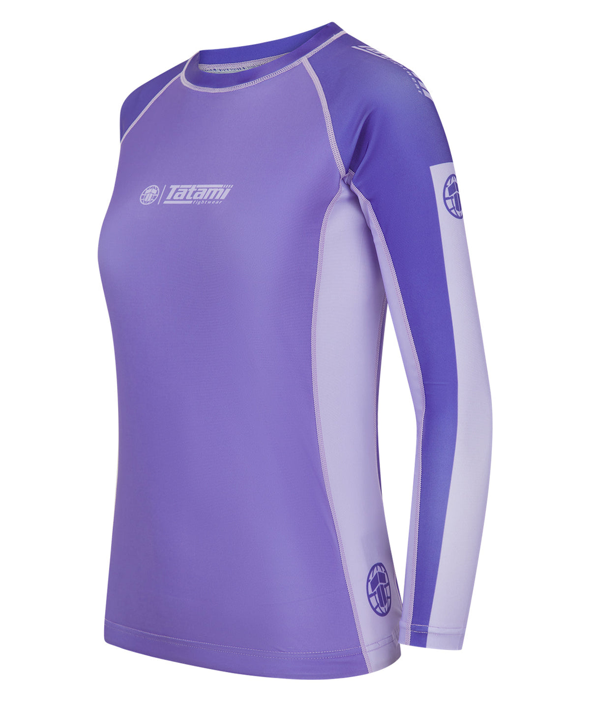 Ladies Contrast Long Sleeve Rash Guard - Purple