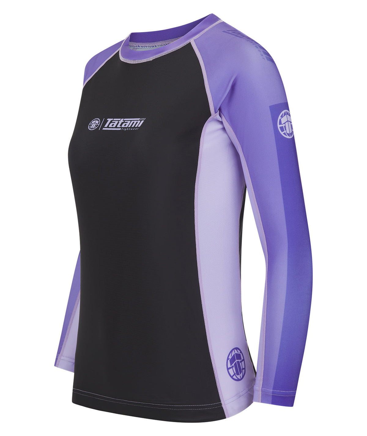 Ladies Contrast Long Sleeve Rash Guard - Purple & Black