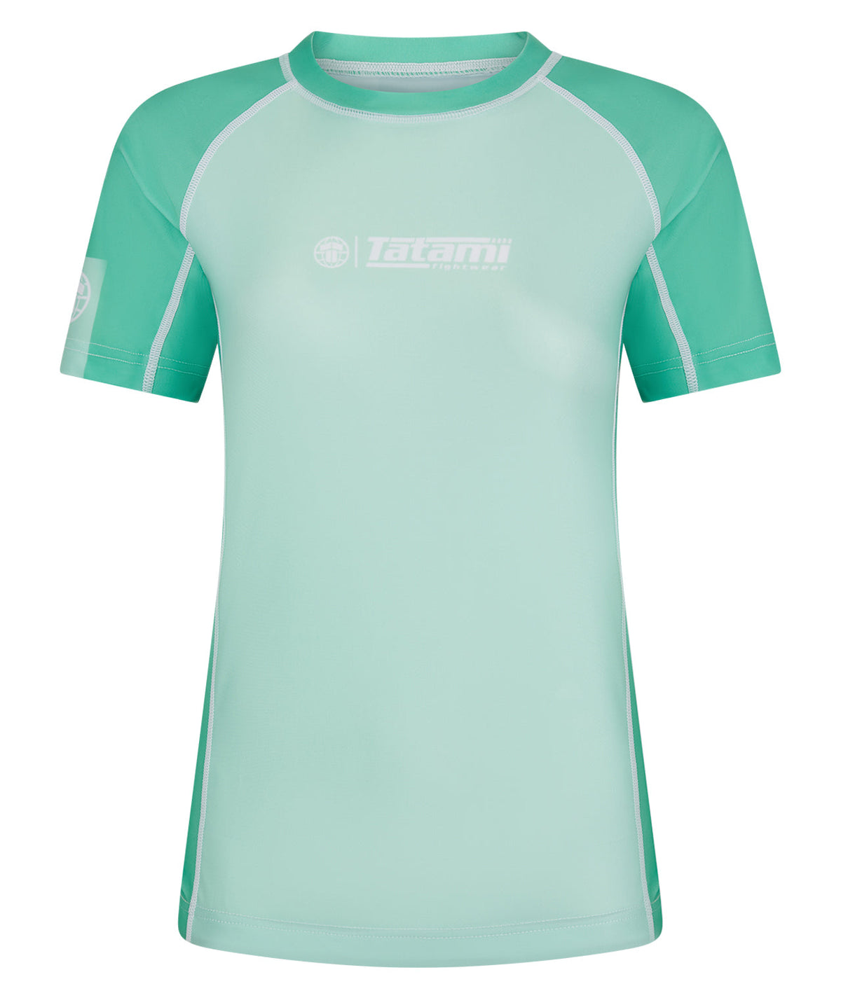 Ladies Contrast Short Sleeve Rash Guard - Mint & White