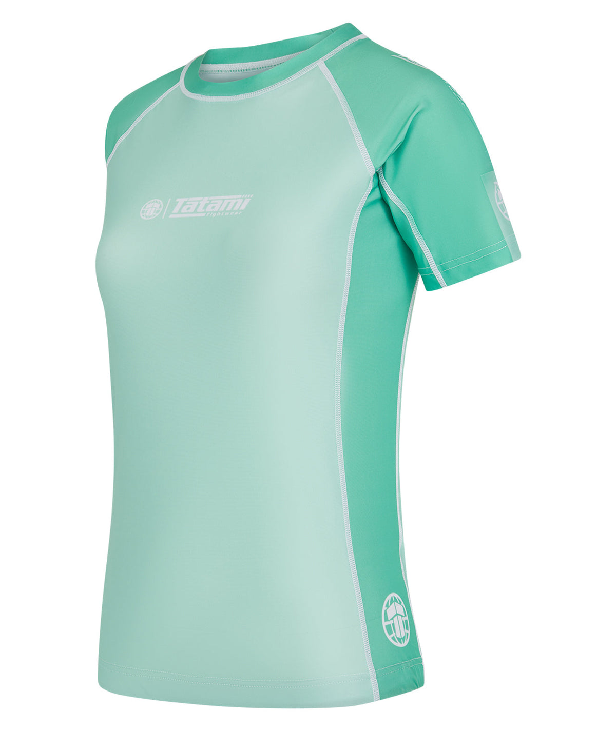 Ladies Contrast Short Sleeve Rash Guard - Mint & White