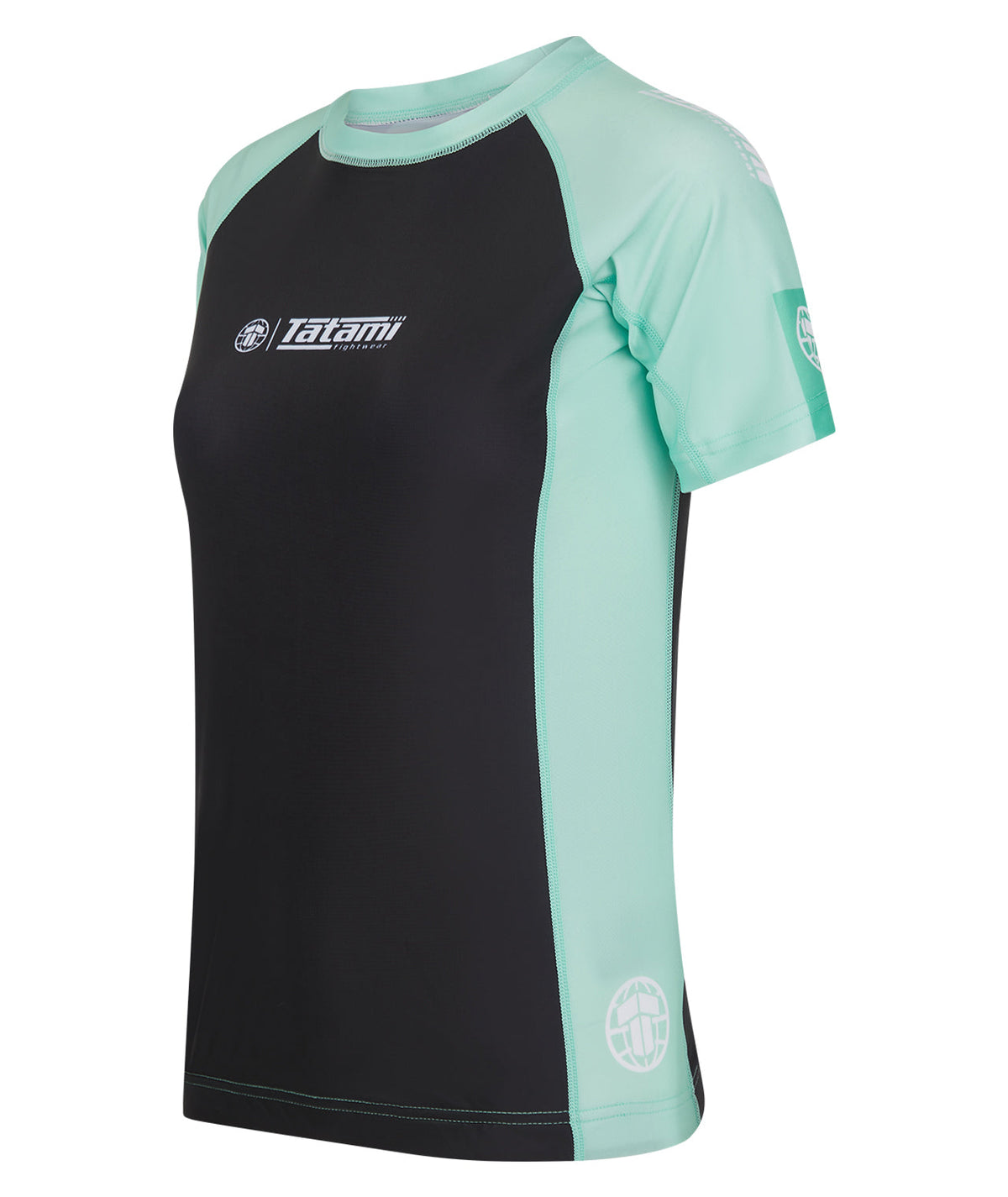 Ladies Contrast Short Sleeve Rash Guard - Mint & Black