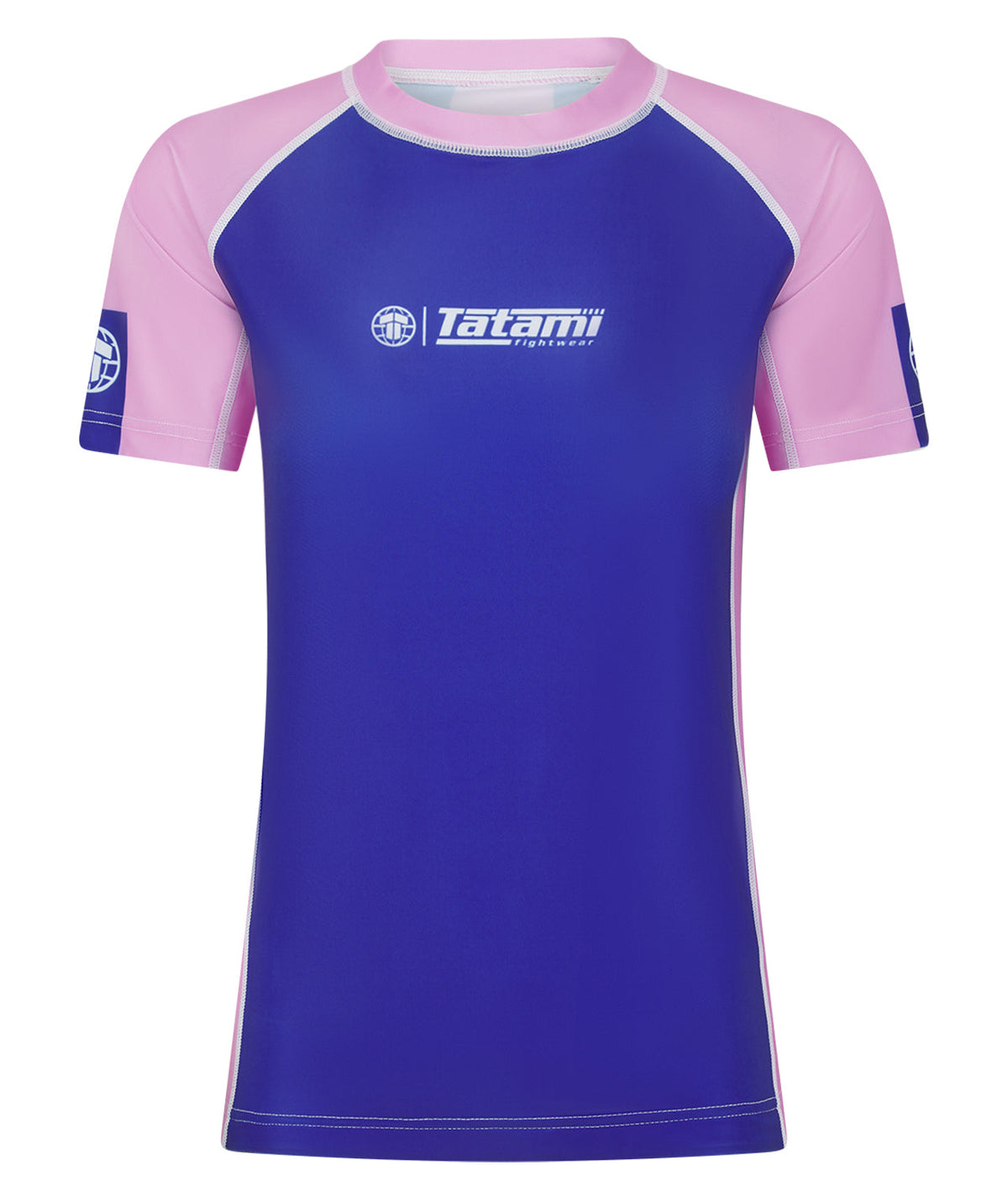 Ladies Contrast Short Sleeve Rash Guard - Navy & Pink