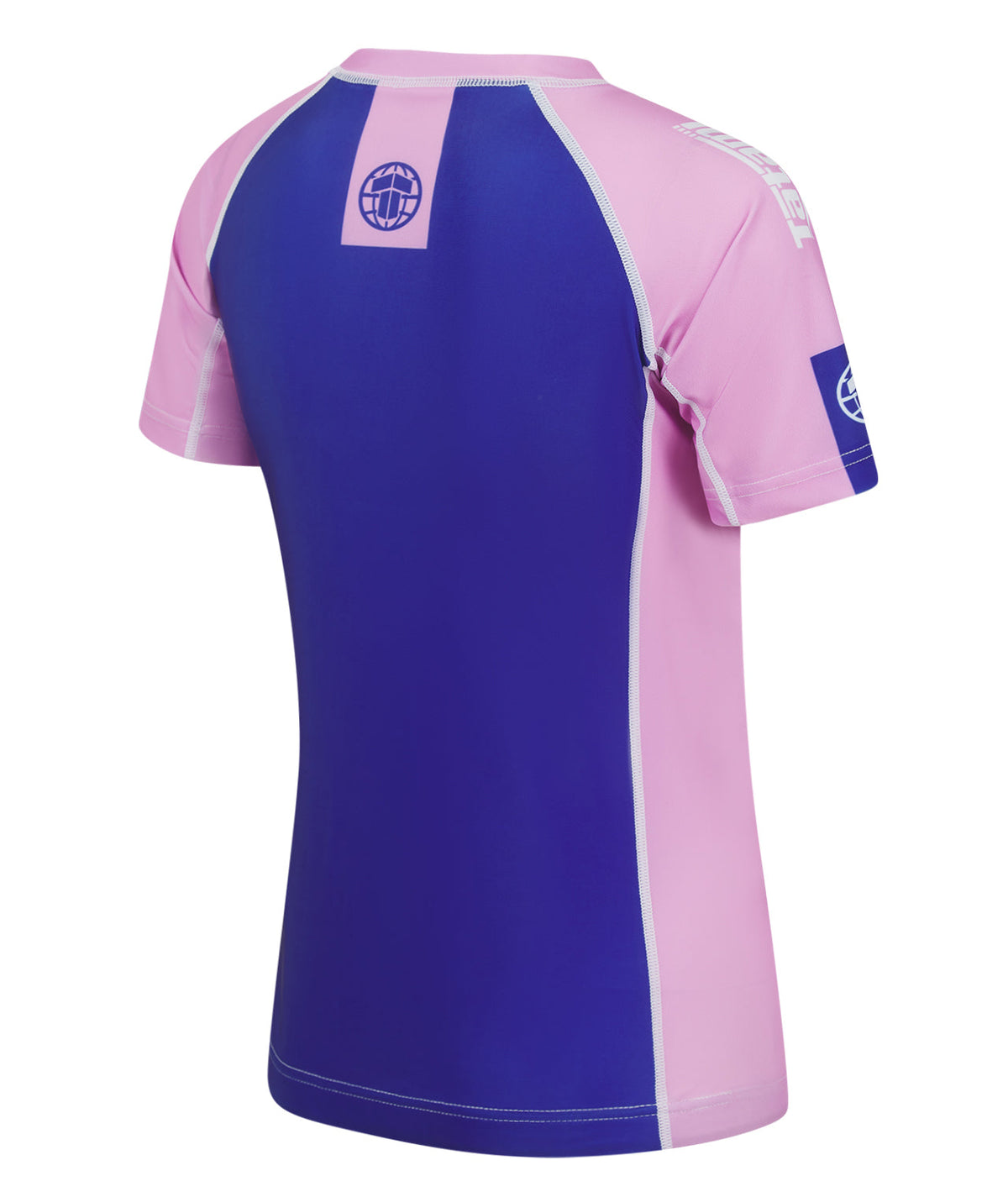 Ladies Contrast Short Sleeve Rash Guard - Navy & Pink