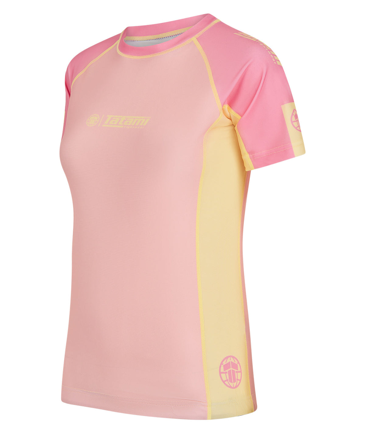Ladies Contrast Short Sleeve Rash Guard - Candy