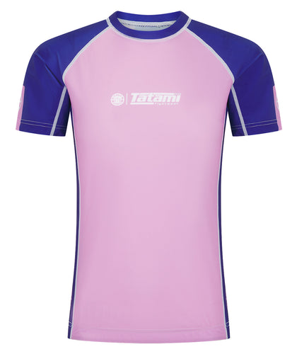Ladies Contrast Short Sleeve Rash Guard - Pink & Navy