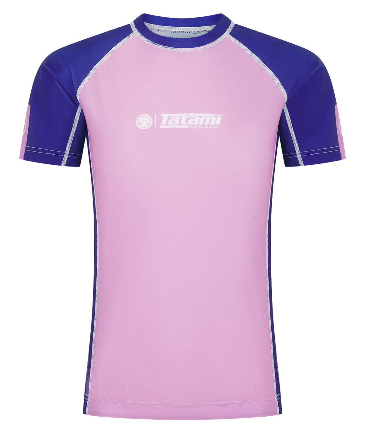 Ladies Contrast Short Sleeve Rash Guard - Pink & Navy