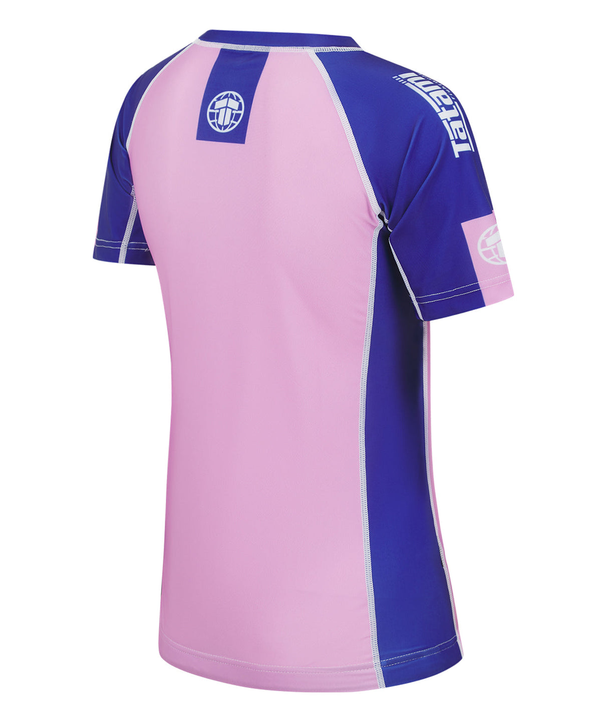 Ladies Contrast Short Sleeve Rash Guard - Pink & Navy