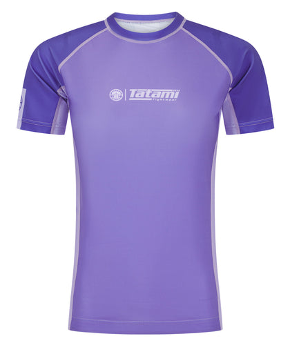 Ladies Contrast Short Sleeve Rash Guard - Purple