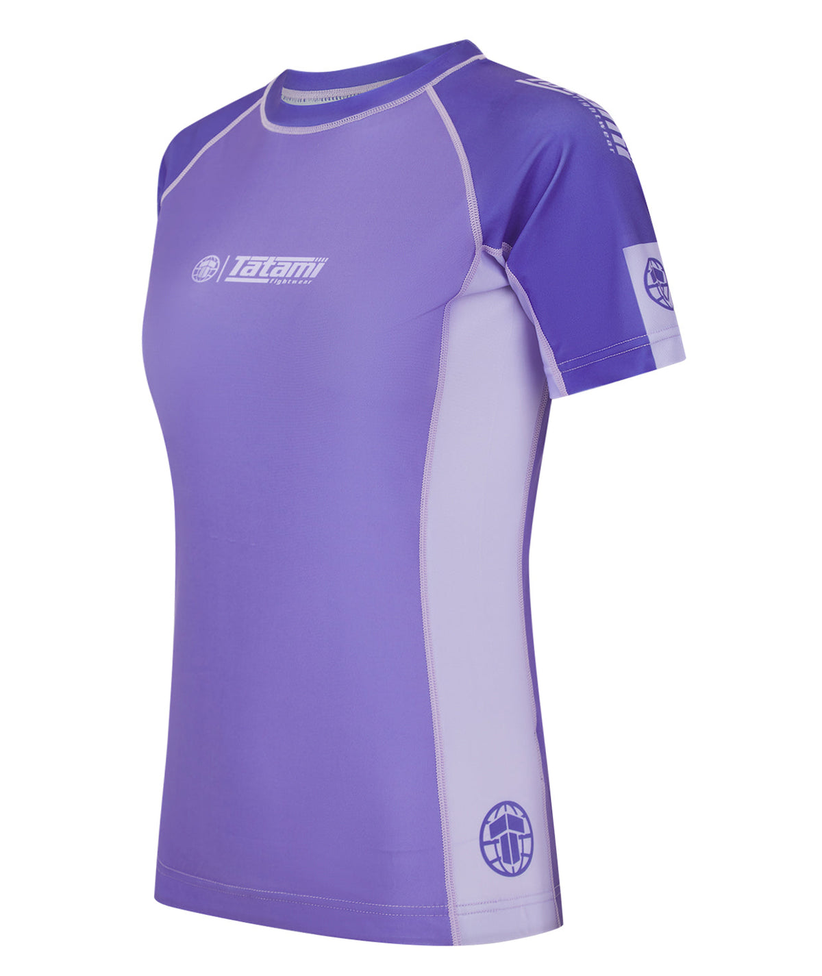 Ladies Contrast Short Sleeve Rash Guard - Purple