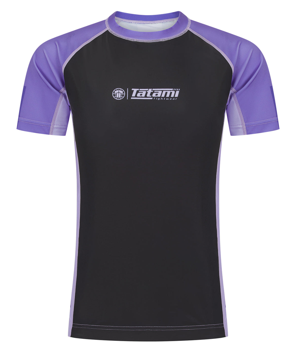 Ladies Contrast Short Sleeve Rash Guard - Purple & Black