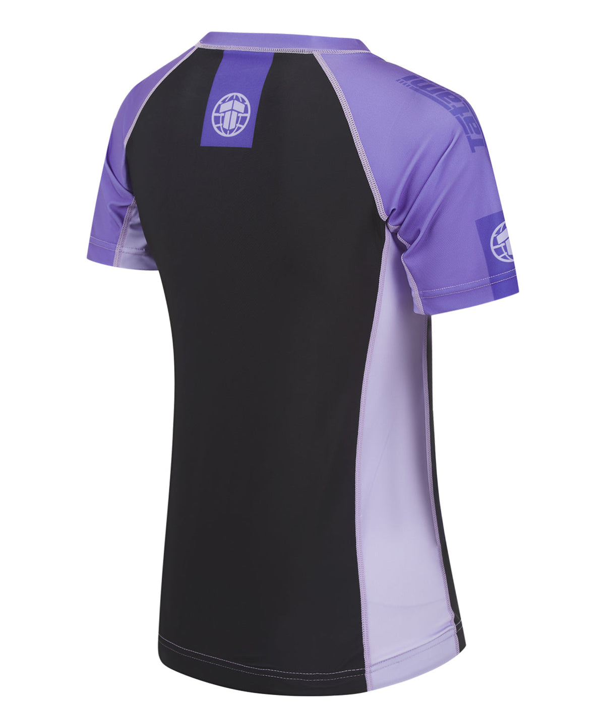 Ladies Contrast Short Sleeve Rash Guard - Purple & Black