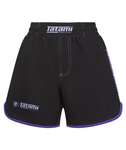 Ladies Contrast High Cut Shorts - Purple & Black