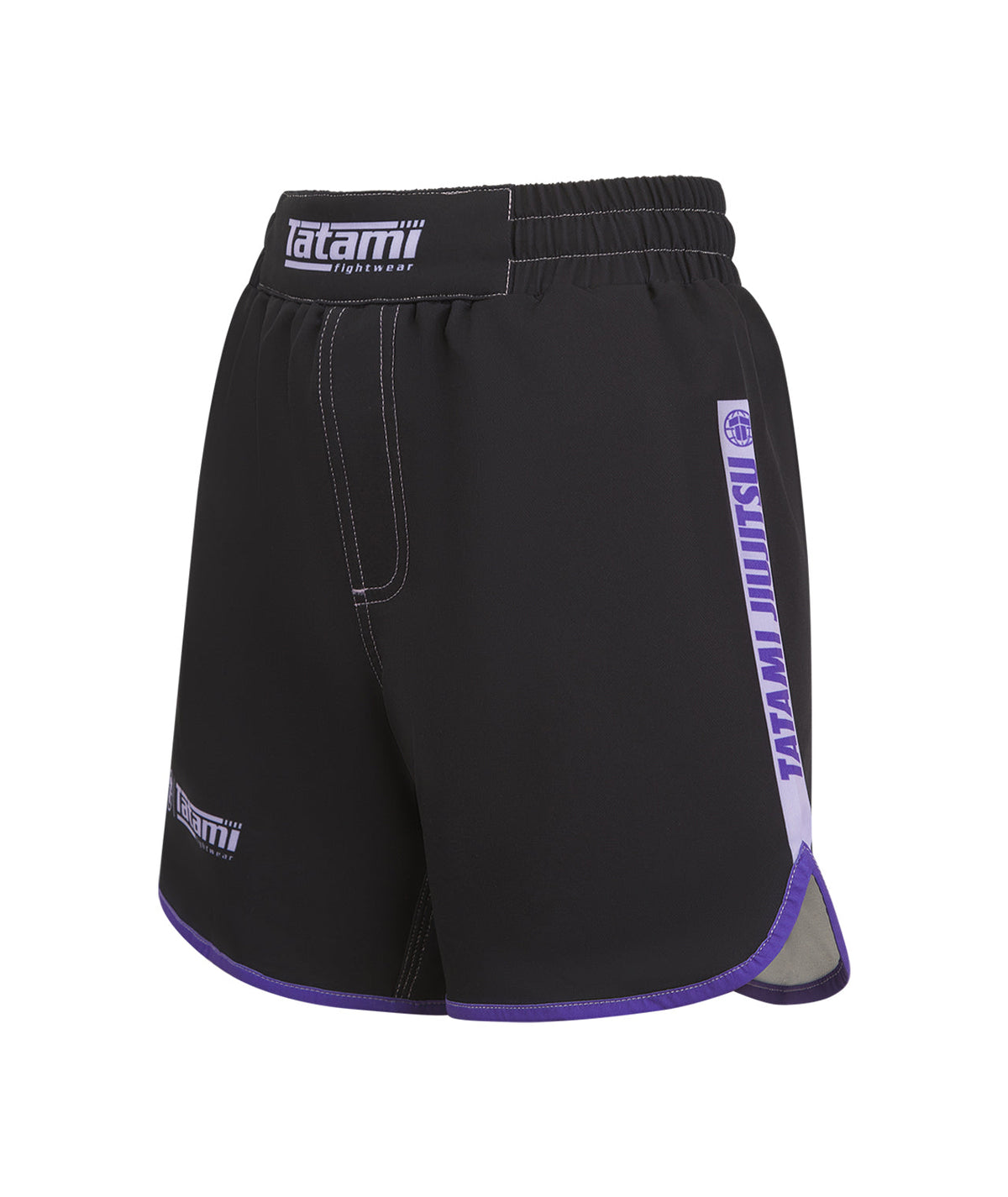 Ladies Contrast High Cut Shorts - Purple & Black
