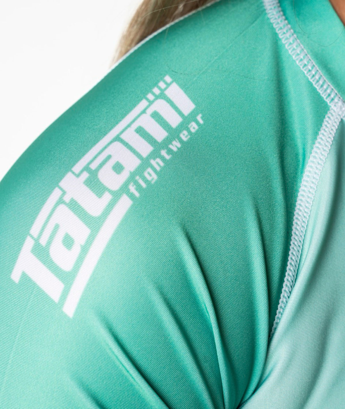 Ladies Contrast Short Sleeve Rash Guard - Mint & White